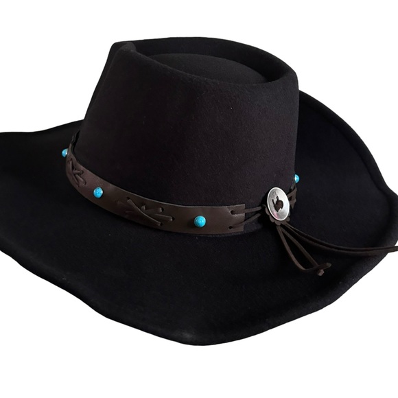 FRYE Womens Western Cowgirl Rodeo Boho Felt Tussle Studs   Hat NWT - Picture 5 of 9